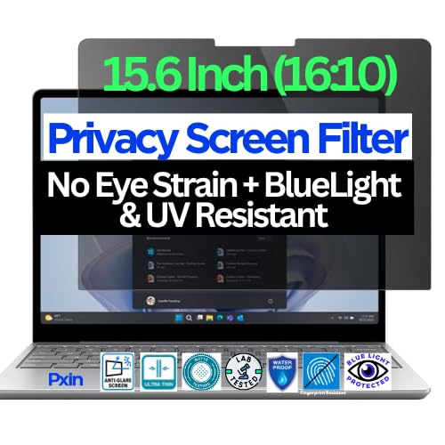 Image of Pxin Laptop Touch Privacy Guard compatible with 15.6 Inch (16:10) Laptop | Privacy screen protector | Anti Glare | Anti Spy Screen | Reduces blue light | Eye Protection