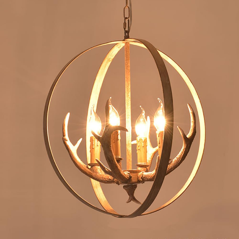 SXECAEPS Modern creative chandelier American Retro Personality Creative Living Room Restaurant Bedroom Clothing Store Cafe Bar Log Cabin Pendant Light (H A D49CM)