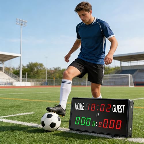 Marcador digital de fútbol LED con temporizador y control remoto miniatura 6