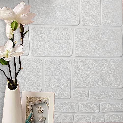 Image of STL Brick Wallpaper - Self Adhesive PE Foam Brick Design 3D Wall Stickers /DIY Wallpaper For Home Hotel Living Room Bedroom & Cafe (70 X 77Cm, Appx. 5.8Sq Feet) (White Brick)