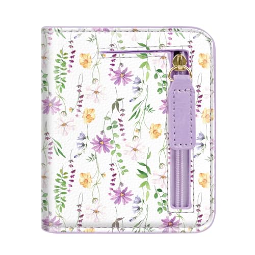 Image of Small Womens Wallet Thin Credit Card Holder Pocket Mini Purse | Compact Women Slim RFID Blocking Wallets Bifold Ladies Pocket Card Holders for Travel & Daily Use, White Daisy