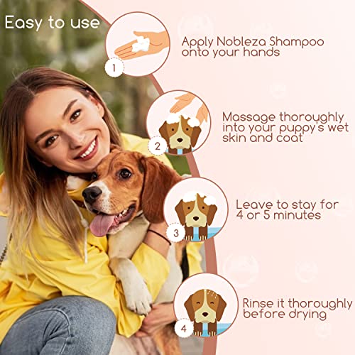 Nobleza Hundeshampoo gegen Juckreiz Milben Pilz, Sensitive-Shampoo Katze, Anti-Bakteriell, Lindert Hautreizungen, auch für Welpen und Kätzchen 250ml (Rot)