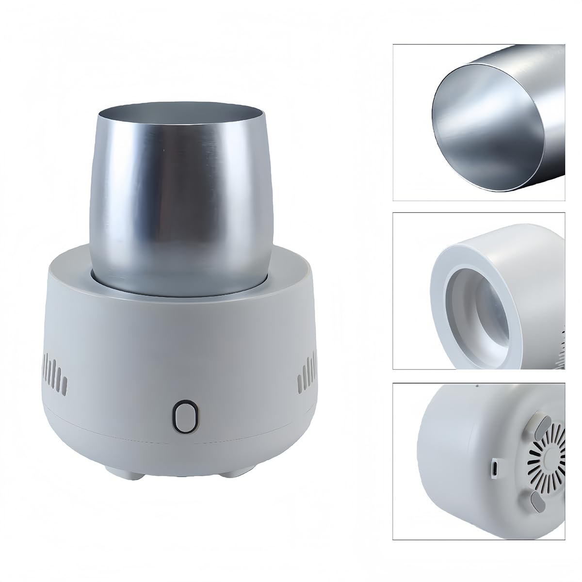 Tazza refrigerante Mood Light, refrigeratore per bevande con coperchio isolato, tazza refrigerante 2 in 1, refrigeratore elettrico per bevande per birra, caffè, succhi e yogurt - Bianco