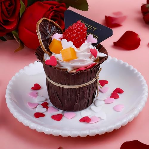 Image of Heart Sprinkles For Cake Decorating, Red Pink and White Edible Hearts