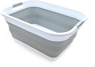 SAMMART 41L Collapsible Plastic Laundry Basket - Foldable Pop Up Storage Container/Organizer - Portable Washing Tub - Space Saving Hamper/Basket (Grau)