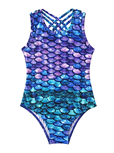 IEFIEL Bañador Deportivo de Una Piezas para Niña Maillot sin Manga con Estampado Sirena Body...