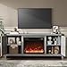 YESHOMY Fireplace TV Stand with Two Barn Doors and Storage Cabinets for Televisions up to 65+ Inch, Entertainment Center Console Table, Media Furniture for Living Room, 58 Inch, Gray Wash
