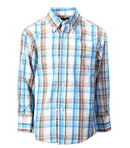 Image of Gioberti Boys Long Sleeve Button Down Plaid Checked Shirt