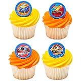 DecoPac Hot Wheels 24 Count Cupcake Toppers - Orange, Yellow Family, Birthday & Children's Day