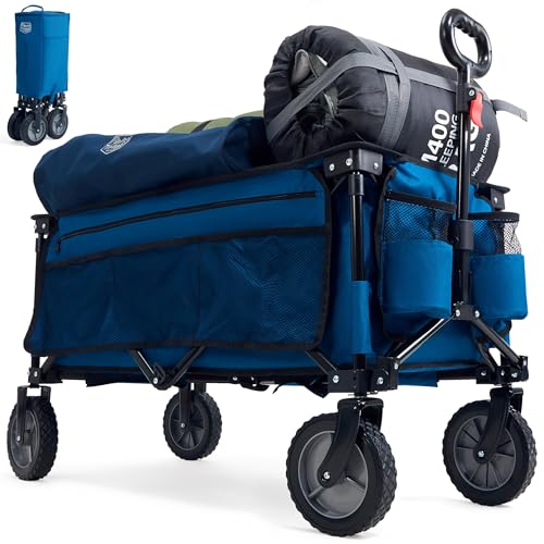 TIMBER RIDGE Festival Trolley on Wheels, 200L Folding Camping Trolley Wagon with Adjustable Handle &...