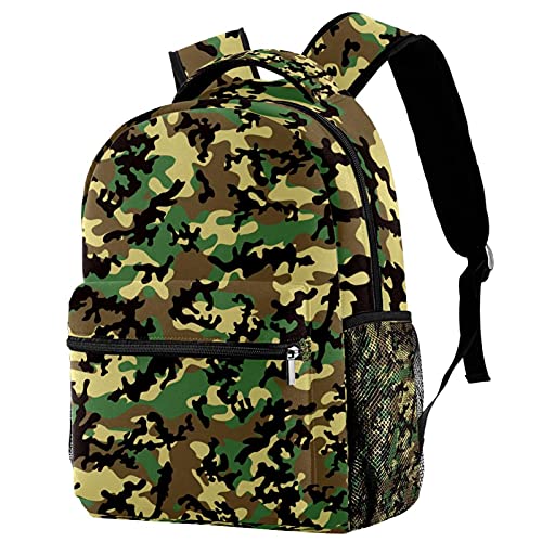 Sac à dos de voyage anti-fatigue camouflage vert et noir avec porte-gourde