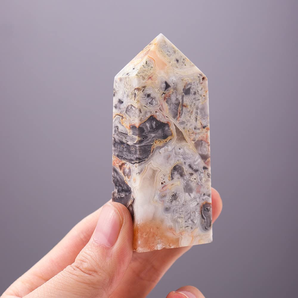Tour en cristal d'agate Phoenix ARKERO spécimen minéral de prestige taillé pour collectionneur