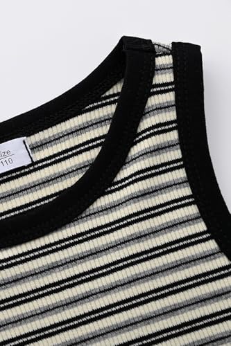 Image of BINIDUCKLING Toddler Tank Top Girls Summer Cute Striped Sleeveless Top 24 Months-8 Years