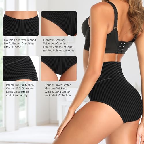 Image of UMMISS Womens Underwear Cotton High Waisted Tummy Control Panties Plus Size Full Coverage Ladies Briefs