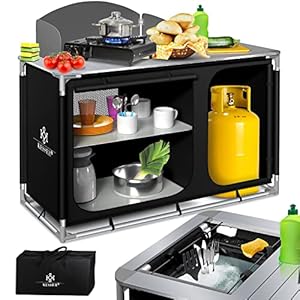 KESSER® Campingküche | Ink. Tragetasche | Campingschrank | mit Aluminiumgestell | Reiseküche | Küchenbox | Zeltschrank…