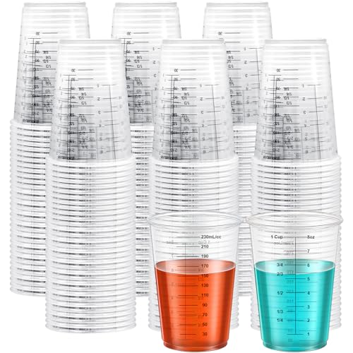 Lot de 200 Gobelets Doseurs Résine Époxy 240 ml, Gobelets Mélangeurs avec Graduation, Godet à Mesurer pour Mélange Résine, Peinture, Pigments, Colles et...