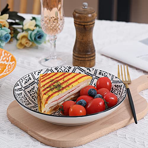 Foto von Suppenteller aus Porzellan, Tiefe Teller 6er Set 680ml, Pastateller, Spaghetti Tiefteller, Nudelschalen, Ramenschalen, große Salatschalen, Mehrzweckschalen