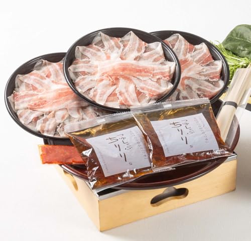 ひょうたんや つゆしゃぶ ちりりセット[2〜3人前](国産豚ばら肉330g 特製つけだれ600cc 蕎麦80g 柚子唐辛子10g)豚しゃぶ しゃぶしゃぶセット[E003W] 冷凍