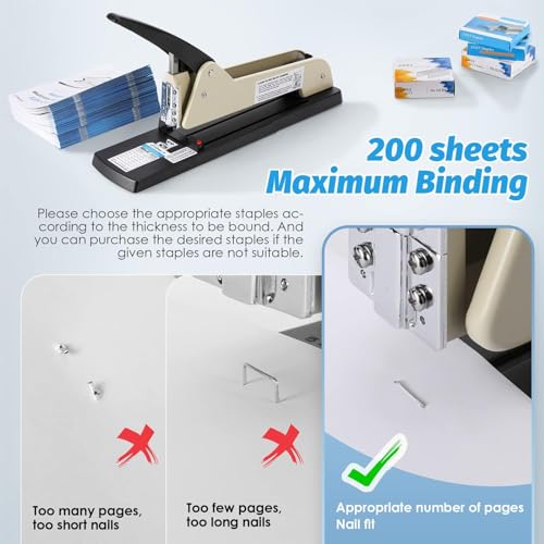Agrafeuse à longue portée robuste – Capacité de 210 feuilles, profondeur d'agrafage réglable de 25 cm, idéale pour les brochures et documents de bureau, guide papier fixe