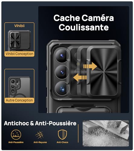 Coque Samsung S26 Ultra rigide silicone avec support et porte-carte