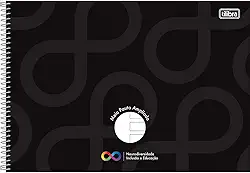 Tilibra - Caderno Espiral Capa Dura Meia Pauta Ampliada Tilibra Neuro 40 Folhas - Capa Preto