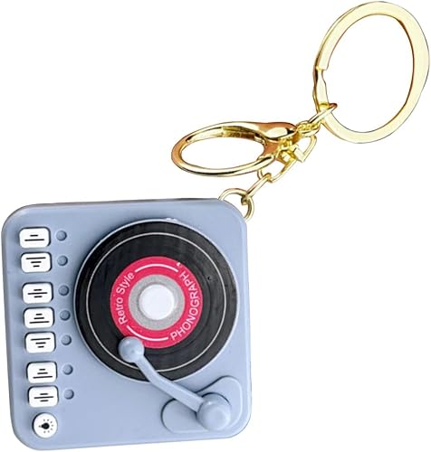 Retro Turntables Music Player Keychain Music Box with Decorative Designs Builts in Melodies for Relaxation Adventure Vintage Player