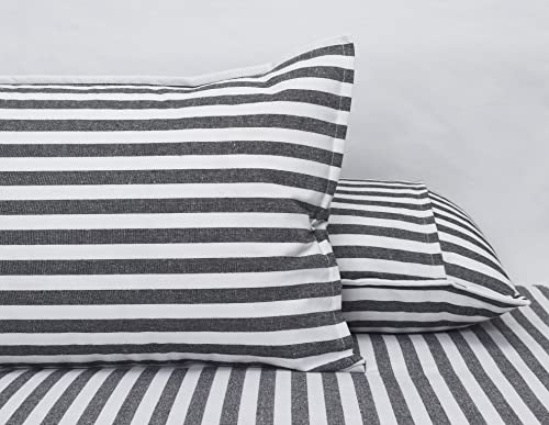 Image of AIRWILL, 200GSM Handloom Cotton Double Bedsheet with 2 Pillow Covers (Candy Stripe Black)