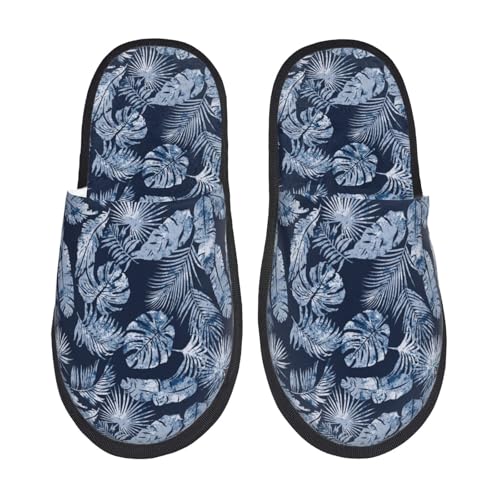Tropical Leaves Print Women Slippers Home Furry Shoes Keep Men Couples Shoes Warm For Women-