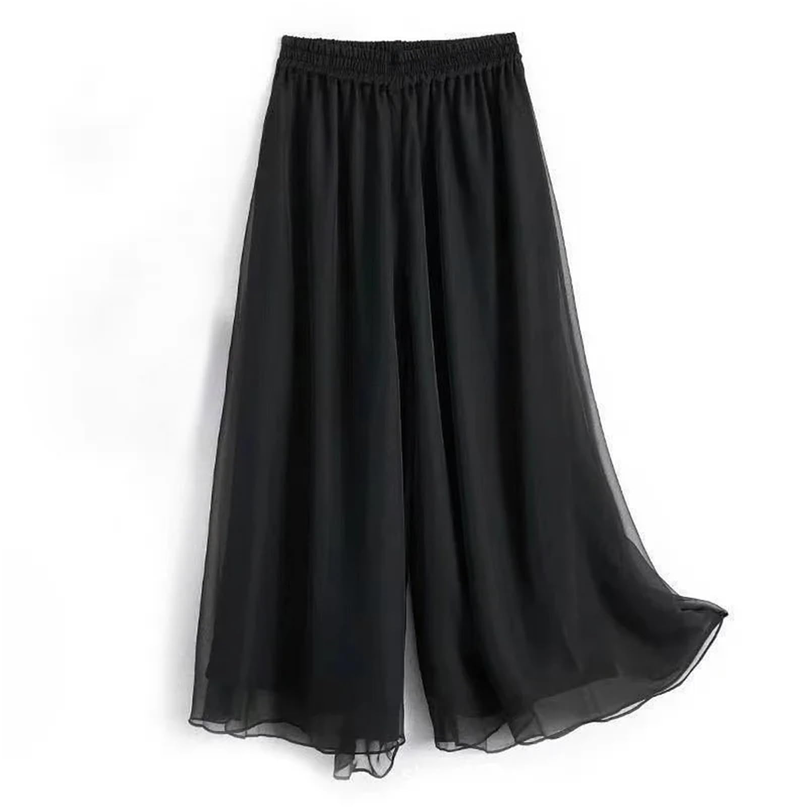 Pantalones de Entrenamiento de Danza Pantalones De Pierna Ancha De Gasa For Mujer, Pantalones De Yoga, Pantalones De Bailarina, Ropa De Práctica De Baile De Dos Capas, Pantalones De Baile Sueltos(Blac