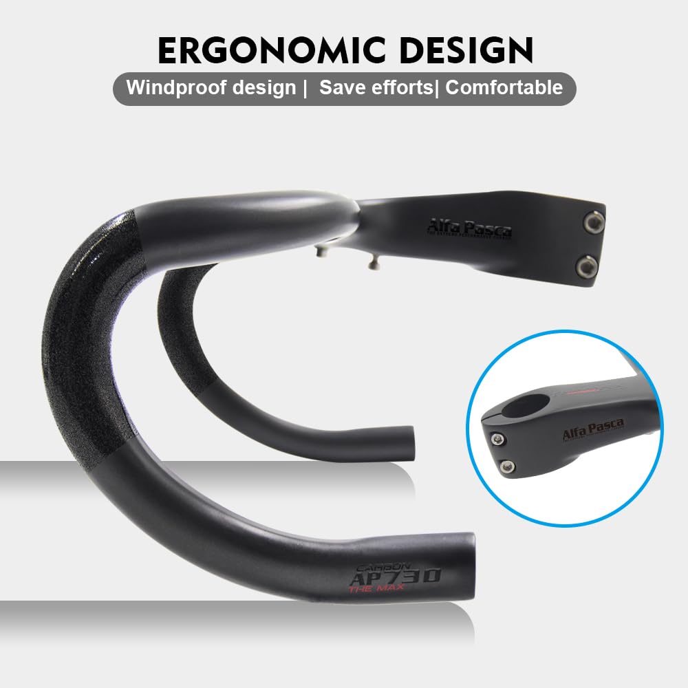 Road bike integrated handlebars Alfa Pasca 28.6/31.8mm Od2 Carbon