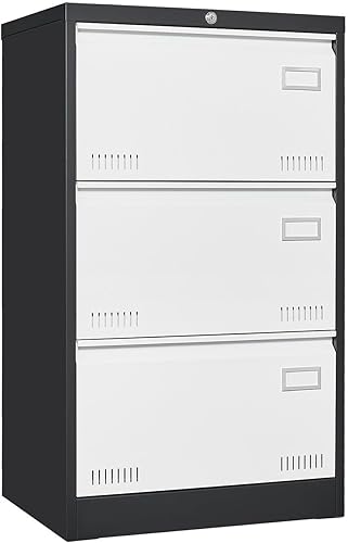 Archivador de metal con 3 cajones con cerradura para oficina en casa, archivador seguro con cerradura para archivos legalescartaA4, diseño