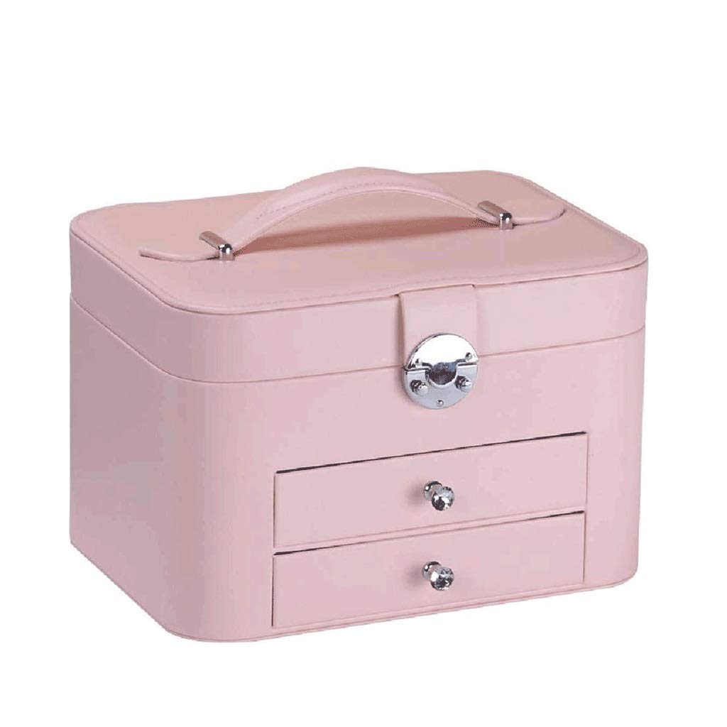 OZBMA Jewelry Box-Leather Box Rounded Double Drawer Storage Necklace