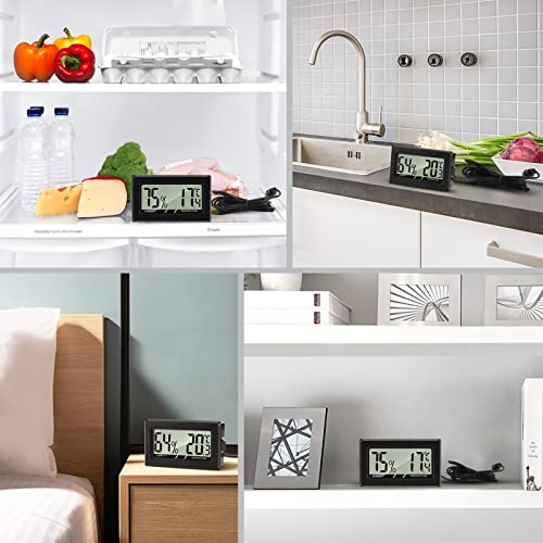 Thlevel Mini LCD Digital Thermometer Hygrometer Temperatur Luftfeuchtigkeit Tester mit externem Sensor für Kühlschrank Gefrierschrank 3 Stücke