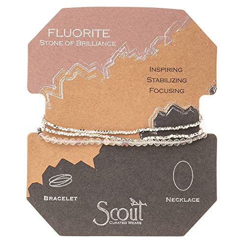 Scout Curated Wears - Women's Delicate Stone Wrap Bracelet & Necklace - Fluorite/Silver2