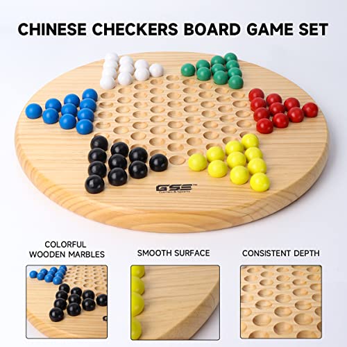 Juego de Damas Chinas GSE Games & Sports Expert, Tablero de Madera Natural de 11,5 pulgadas con Canicas de Madera Coloridas, Juego Clásico de Estrategia Familiar para Niños y Adultos miniatura 4