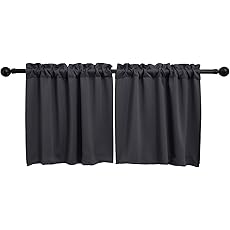 RYB HOME Small Window Curtains for Kitchen, Thermal Insulated Privacy Shades for Bedroom Basement Bathroom Door Half Window Tiers, Width 34 x Length 30 inch, 2 Panels, Light Yellow