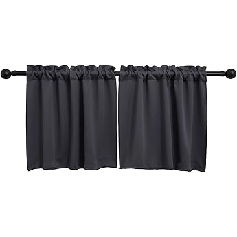 RYB HOME Small Window Curtains for Kitchen, Thermal Insulated Privacy Shades for Bedroom Basement Bathroom Door Half Window Tiers, Width 34 x Length 30 inch, 2 Panels, Light Yellow