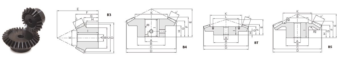 KHK SB1.25-2040, 1.25, 20 Tooth, Carbon Steel Bevel Gears