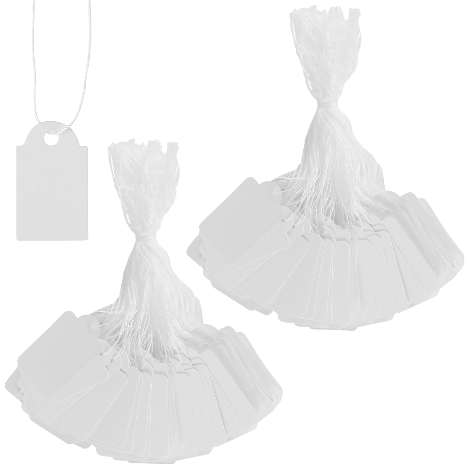 MANCHAP 1000 Pieces 15 x 25 mm White Small Price Tags with String, Mini Blank Gift Labels for Product and Clothing Pricing
