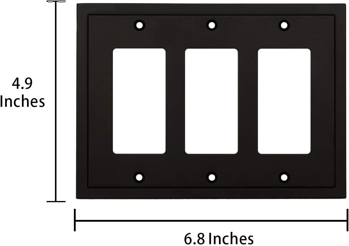 Henne Bery Modern Edge Decorative Wall Plate Switch Plate Outlet Cover, Durable Solid Zinc Alloy (Triple Decorator, Matte Black)