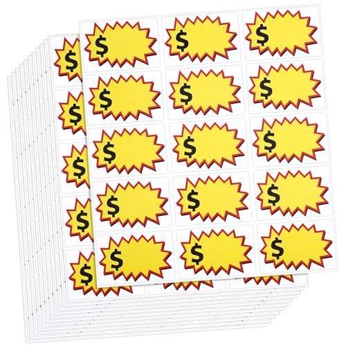 BCOATH 20 Sheets Retail Sale Signs Tags Yard Sale Stickers Easy to Use Pricing Labels