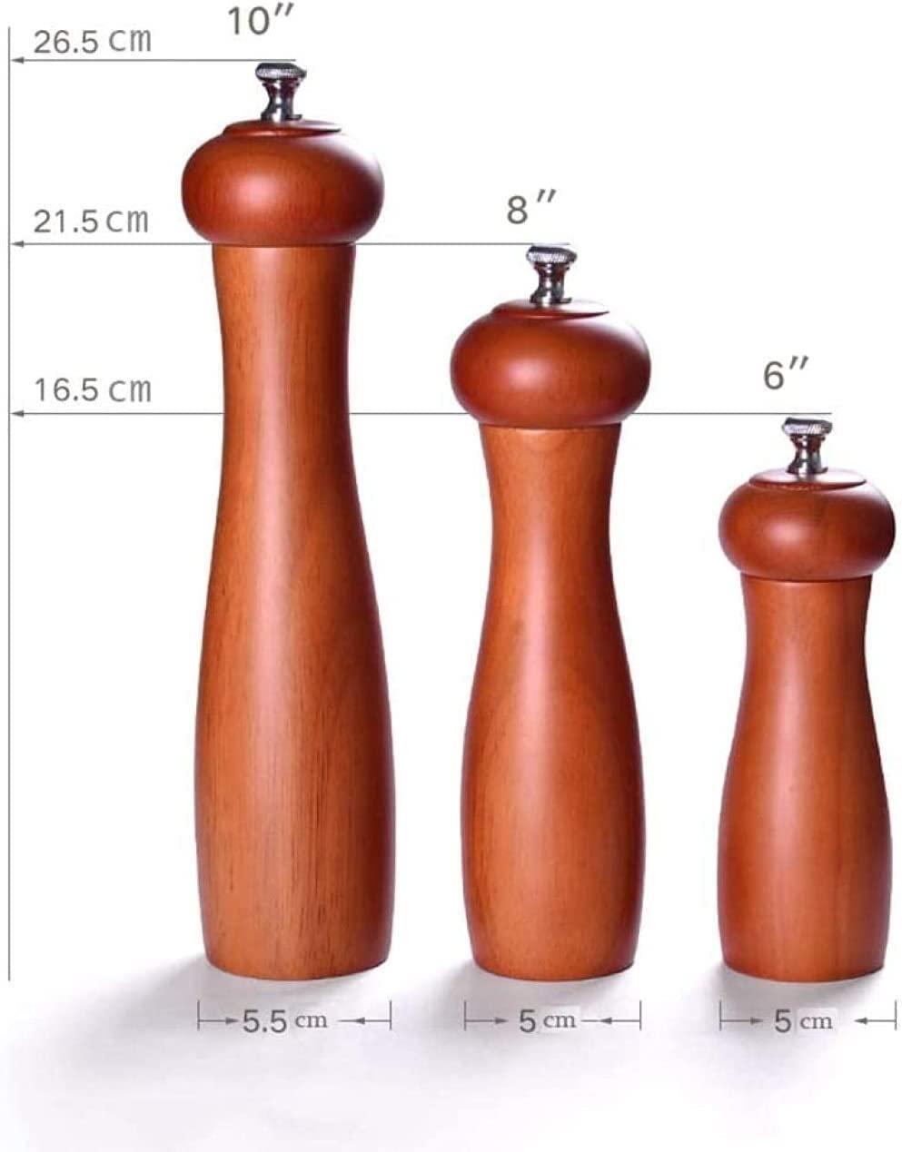 Młynek do soli i pieprzu, młynek do pieprzu, drewniany młynek do soli, drewniany ręczny młynek do soli i regulowany młynek do przypraw (2szt.-8'' młynek do soli młynek do soli i pieprzu) (8'')