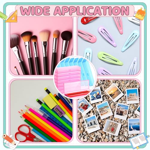 Image of Yexiya 30 Pack Pencil Box Plastic Pencil Case Bulk 7.2 x 2.4 x 0.9 Inches Pink Blue Pen Storage with Hinged Lid Stackable for Pens Crayons School Office Supplies Organization
