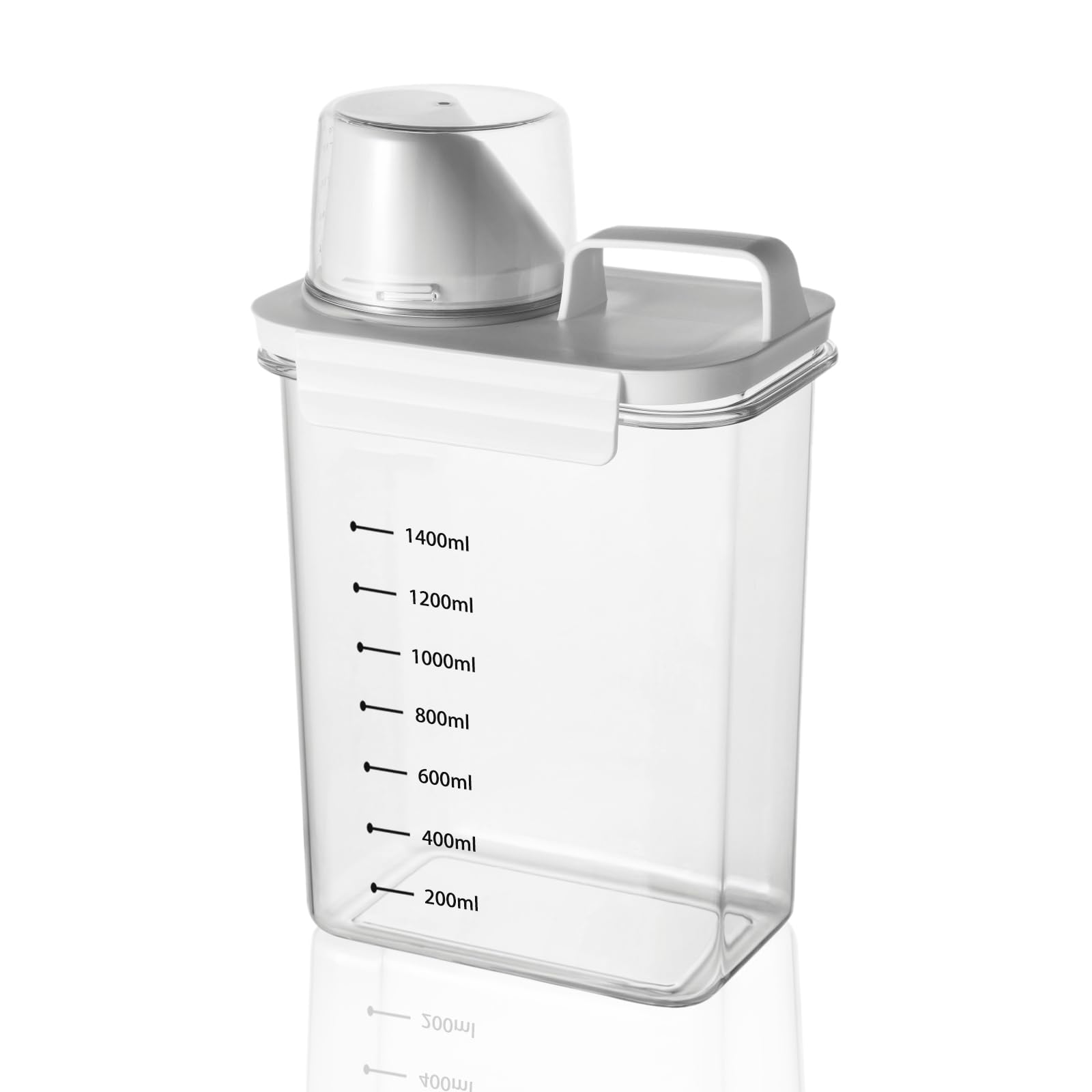 Fyfjur Cereal Storage Containers, Airtight Rice Food Storage Container with Measuring Cup, Cereal Box for Rice, Flour, Dog Pet Food, Washing Powder, 1800ML