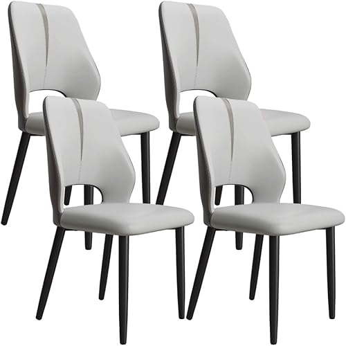 Miniatura 21 de YVYKFZD Juego de sillas de comedor de cuero, silla de comedor con respaldo curvado y patas de metal, sillas de cocina tapizadas, silla de sala de
