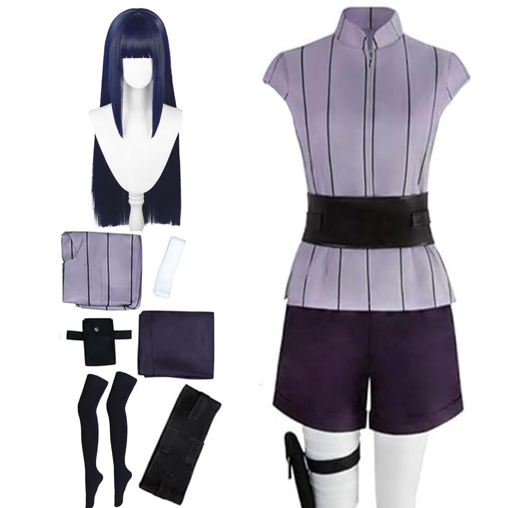 Women Costume Outfit Dress Purple Uniform For Halloween Full Set