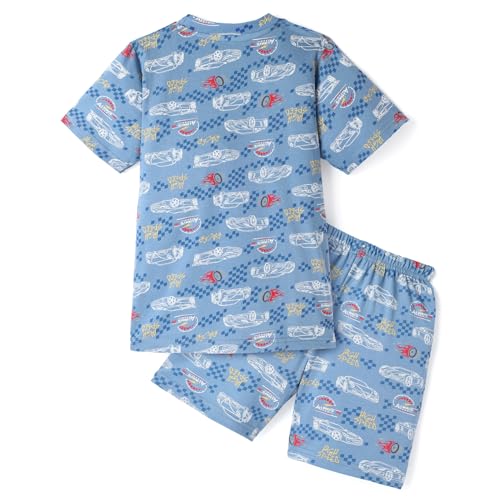 Image of Kids Premium Cotton T-Shirt & Shorts Set for Boys - Half Sleeves Printed Summer Co-Ord Set with Pockets, Soft & Comfortable Casual Wear Outfit