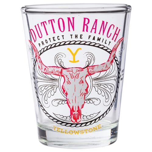 Image of Silver Buffalo Yellowstone Dutton Ranch 4 Pack Mini Glass Set, 1.5 Ounces