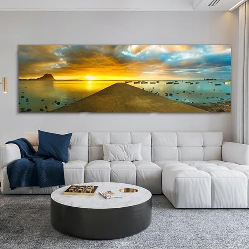 Impression paysage marin KEBIA de qualité galerie - Toile d'art mural 55x165 cm