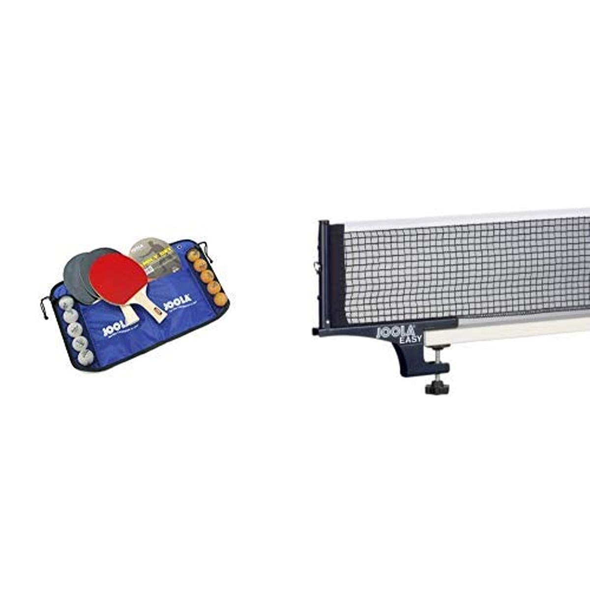 JOOLA Tischtennis-Set Family , 4 Tischtennisschläger + 10 Tischtennisbälle + Tasche & JOOLA Easy Tischtennisnetz Mehrfarbig, One Size